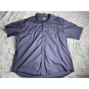 Timberland Short Sleeve Button Up Shirt Mens XXL Blue Cotton Work Utility Casual
